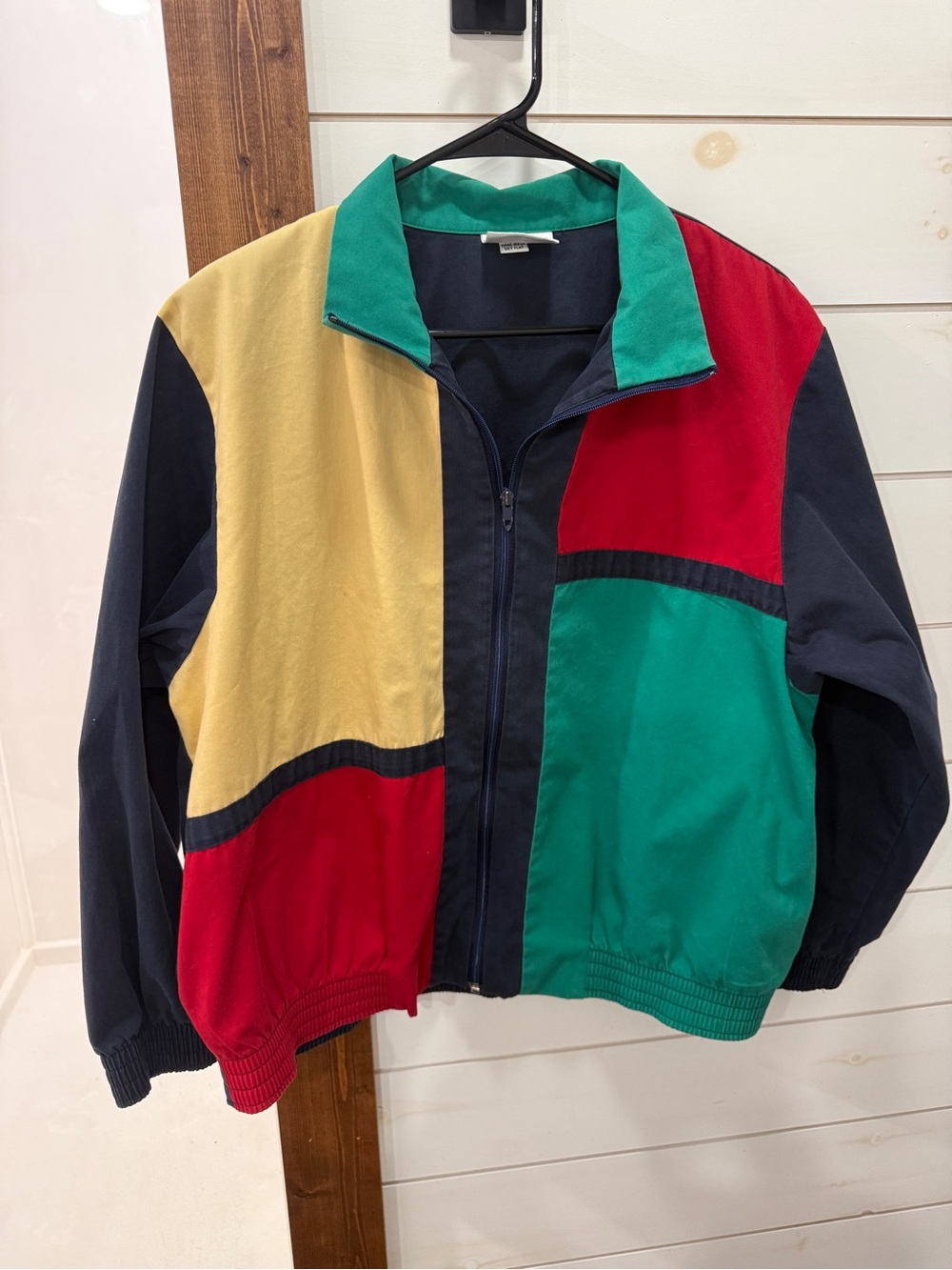 Alfred Dunner Colorblock Zip-Up Jacket in Red, Green, Yellow, Navy